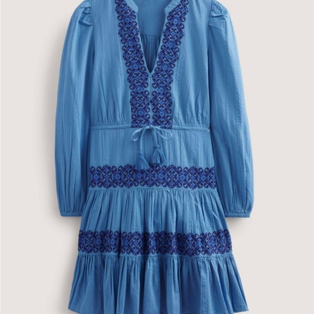 NWT Boden Blue Embroidered Dress